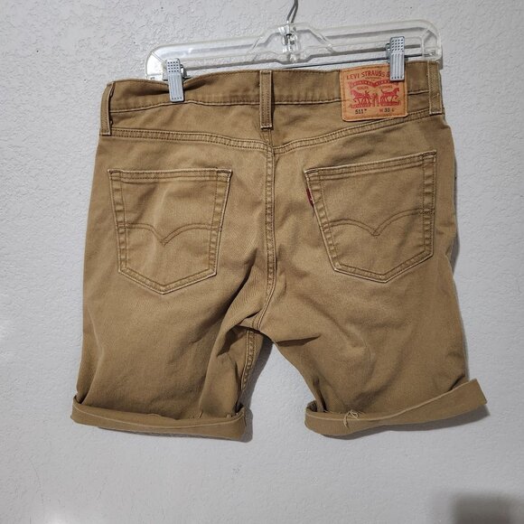 Levis 511 Mens Tan Denim Cutoff Shorts W33 Distressed Style - Picture 4 of 10